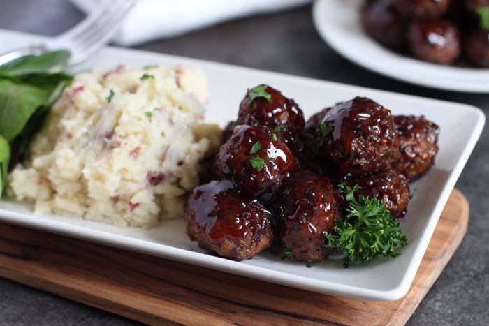 Bourbon Glazed Wild Rice Meatballs