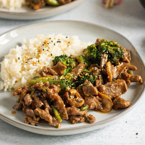 Asian Beef & Broccoli plate