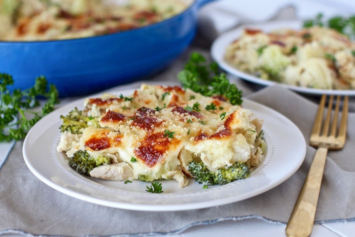 Cheese Curd Crusted Chicken Ranch Bake