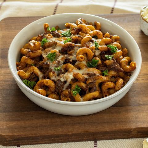 French Onion Braised Beef Pasta