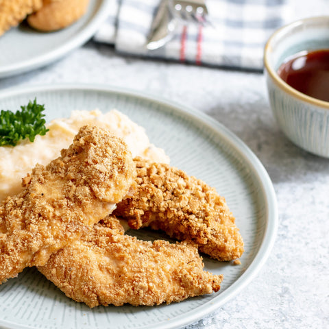 Waffle Crusted Chicken with Cheddar Mashed Potatoes