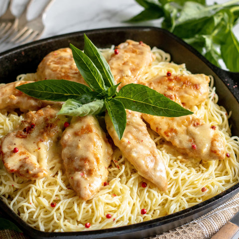 Chicken Francaise with Angel Hair Pasta