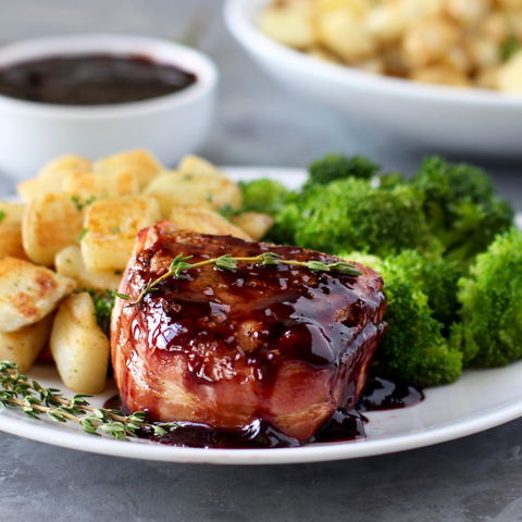 Bacon Wrapped Pork Chops with Ranch Potatoes
