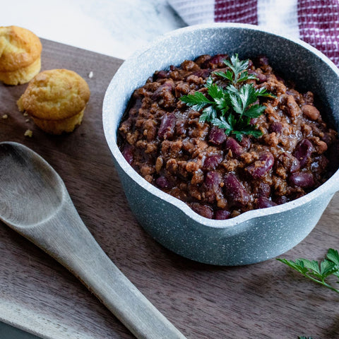 Beef and Bean Chili with Cornbread Muffins