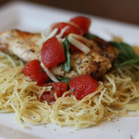 Caprese Chicken with Angel Hair Pasta