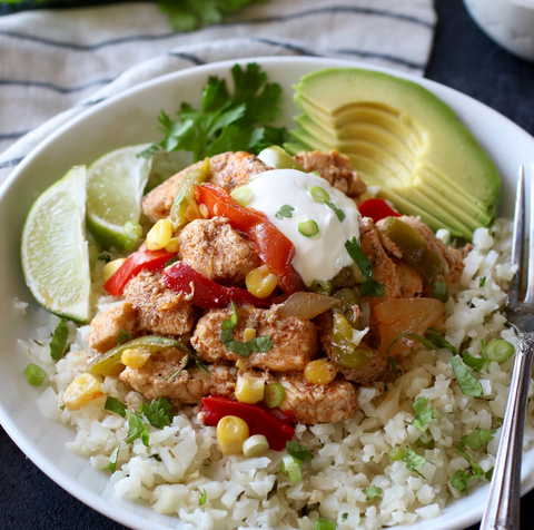 Chicken Fajita Bowl with Cauliflower Rice