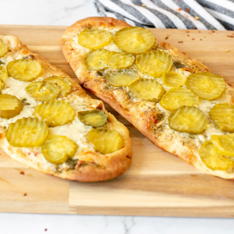 Garlic Dill Pickle Flatbread Pizzas