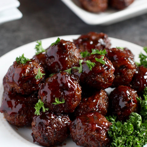 Bourbon Glazed Wild Rice Meatballs