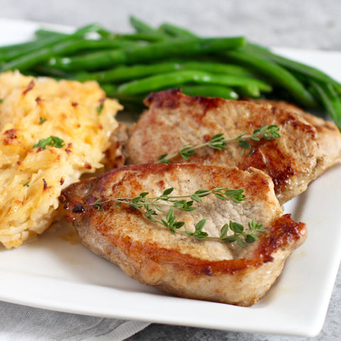 Pork Chops with Three Cheese Potatoes