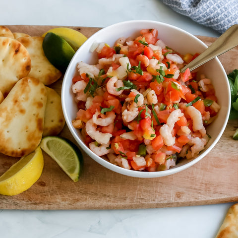 Shrimp Ceviche with Naan Dippers