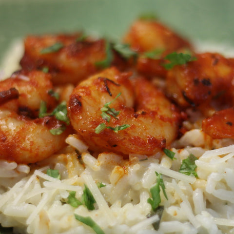 Spicy Shrimp with Creamy Parmesan Risotto