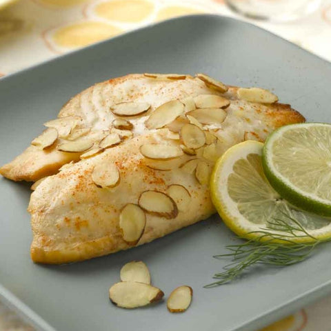 Citrus-Almond Whitefish with Garlic Butter Green Beans