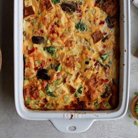 Vegetable, Cheese, and Croissant Egg Bake